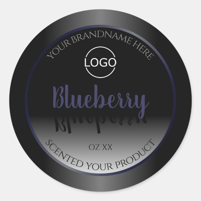 Black and White Product Labels Blue Frame Add Logo (Front)