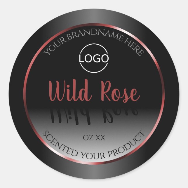 Black and White Product Labels Burgundy Frame Logo (Front)