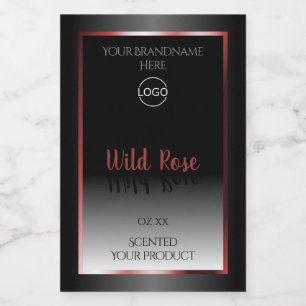Black and White Product Labels Burgundy Frame Logo