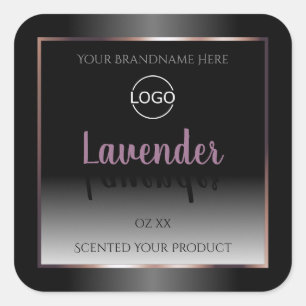 Black and White Product Labels Purple Frame Logo