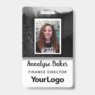 Black and White Professional CNA Nurse Photo Name Badge