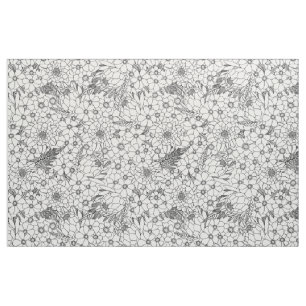 Black And White Protea Wildflower Garden Fabric  