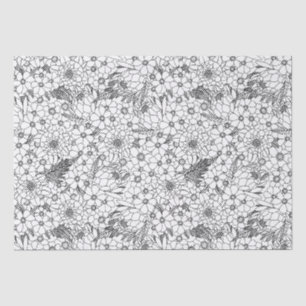 Black And White Protea Wildflower Garden Tissue Paper