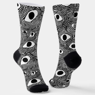 Black and White Psychedelic Design  Socks