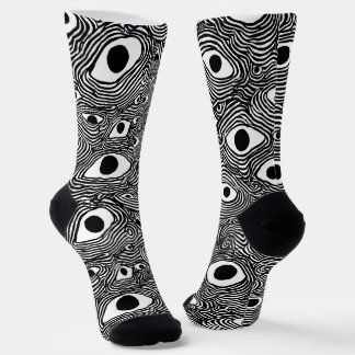 Black and White Psychedelic Design Socks