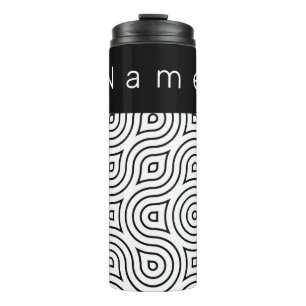 Black and White Psychedelic Waves Thermal Tumbler