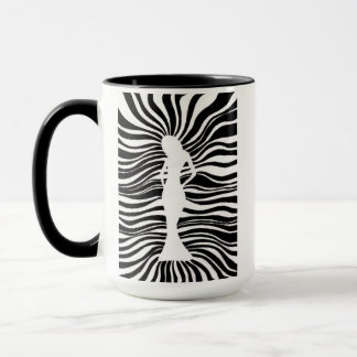Black and White Psychedelic Woman Silhouette Tripp Mug