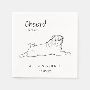 Black and White Pug Cheers Dog Wedding   Napkin