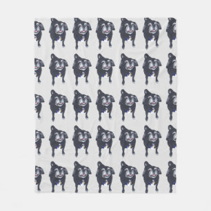 Black and White Pug Dog Fleece Blankets