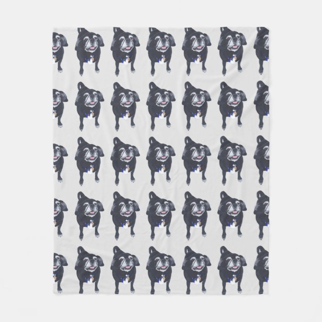 Black and White Pug Dog Fleece Blankets (Front)