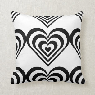 black and white pulsating zebra heart Thunder_Cove Throw Pillow