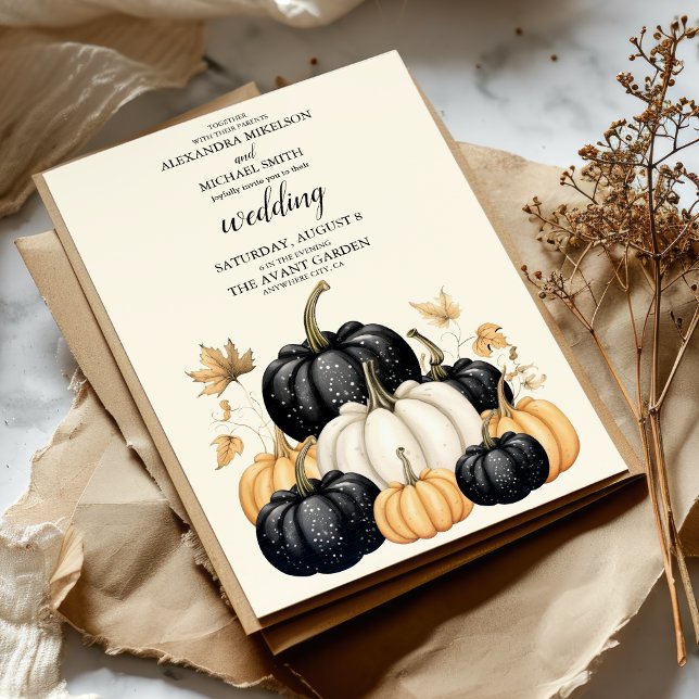 Black and White Pumpkin Wedding Invitation (Creator Uploaded)