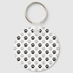 Black and white puppy paw prints keychain