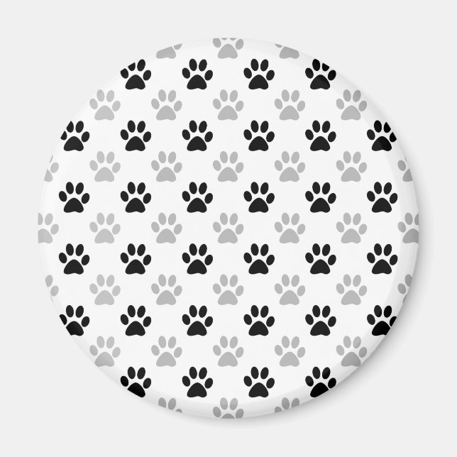 Black and white puppy paw prints magnet (Front)