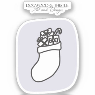 Black and White Purple Doodle Christmas Stocking
