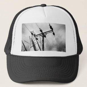 Black and white pylon trucker hat