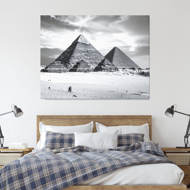 Black and White Pyramids Canvas Print (Insitu(Bedroom))