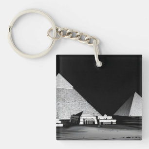Black and White Pyramids Keychain