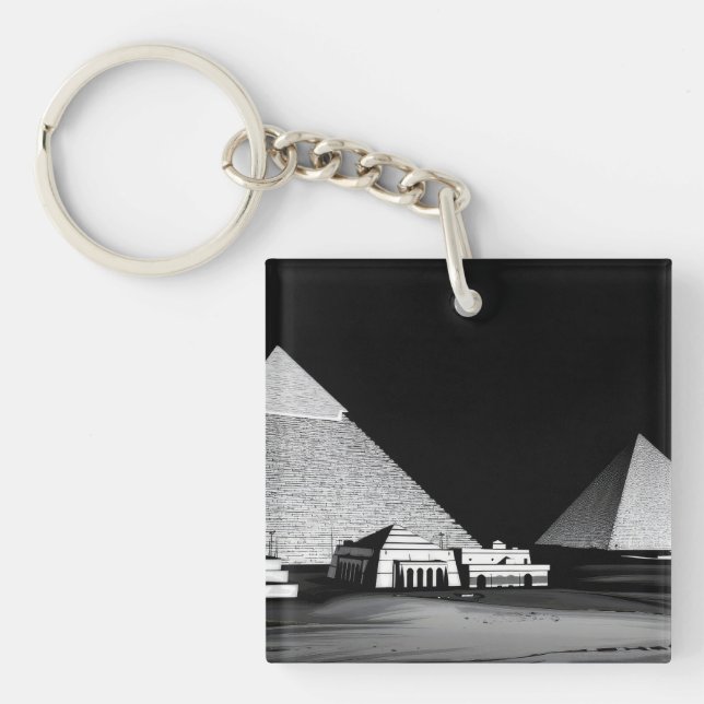 Black and White Pyramids Keychain (Front)