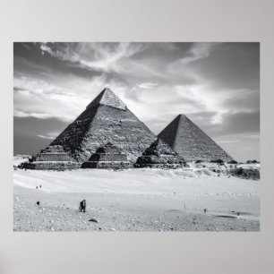 Black and White Pyramids Poster