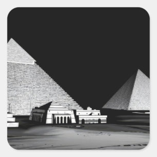 Black and White Pyramids Square Sticker