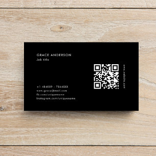 Black and White QR Code Social Media Business Card