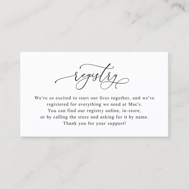 Black and White QR Code Wedding Registry Cards (Front)