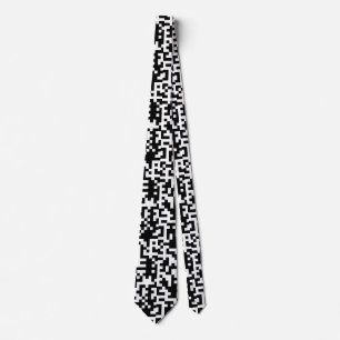 Black and White QR Motif Pattern Tie