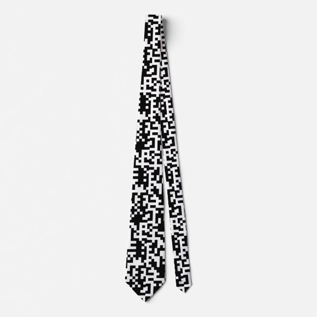 Black and White QR Motif Pattern Tie (Front)