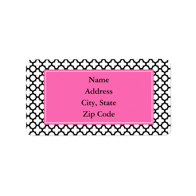 Black and White Quatrefoil Label (Front)