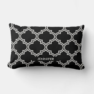 Black and White  Quatrefoil Lumbar Pillow