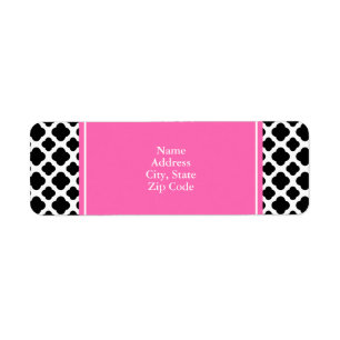 Black and White Quatrefoil with Hot Pink