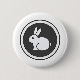 Black And White Rabbit 2 Inch Round Button