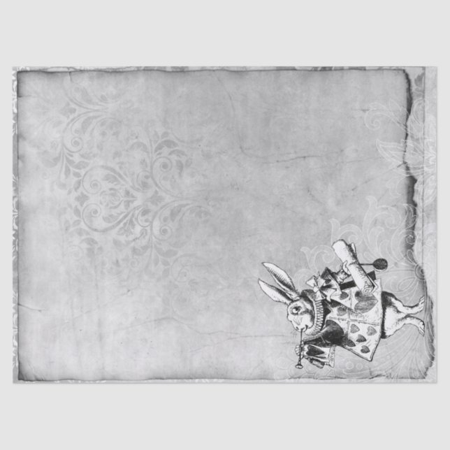 Black and White Rabbit Alice in Wonderland Craft Tissue Paper (Front)
