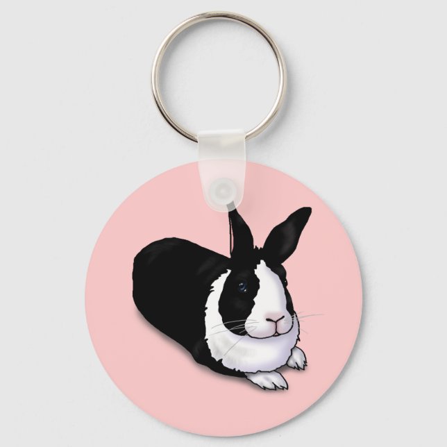 Black and White Rabbit Keychain (Front)