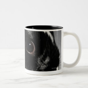 Black and white rabbit with studded collar Two-Tone coffee mug