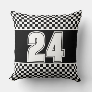 Black And White Race Number  Throw Pillow