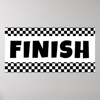 Black and white Racing Finish Line Banner Poster