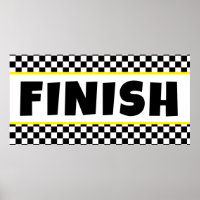 Black and white Racing Finish Line Banner