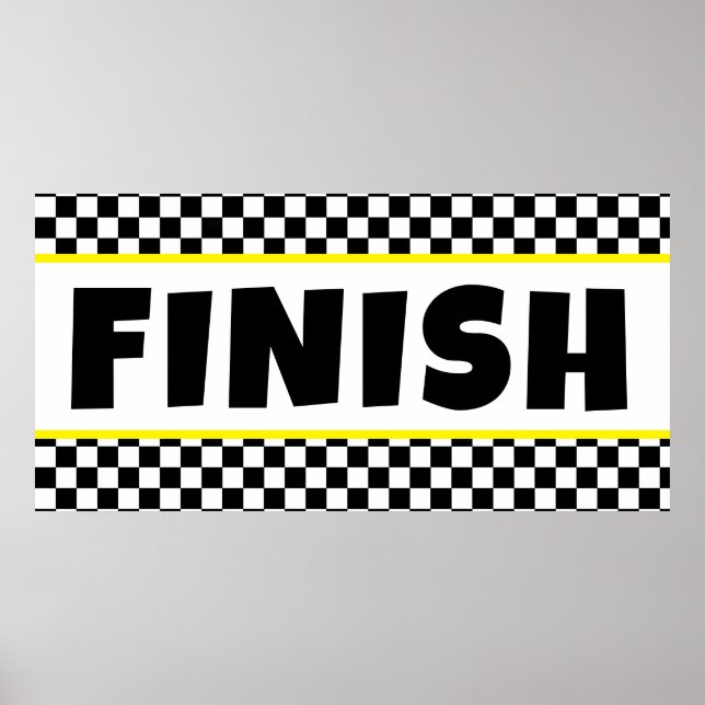 Black and white Racing Finish Line Banner Poster (Front)