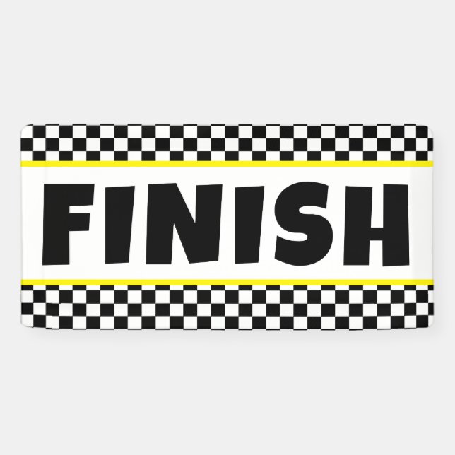 Black and White Racing Finish Line Banner | Race D (Horizontal)
