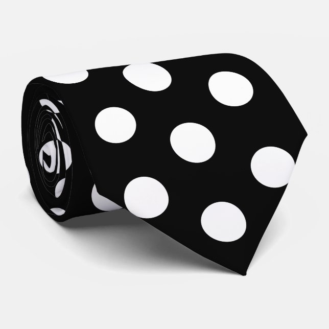 Black and White Racing Silks Polka Dot Derby Day Tie (Rolled)