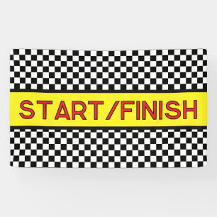 Black and white Racing START finish Line Banner