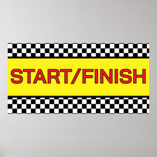 Black and white Racing START finish Line  Poster