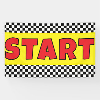 Black and white Racing START Line Banner