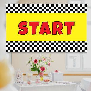 Black and white Racing START Line Banner