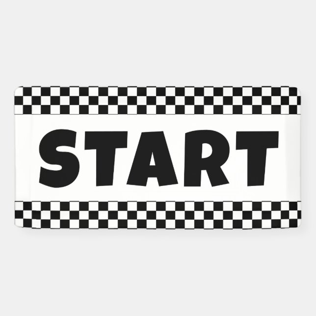 Black and white Racing START Line Banner (Horizontal)
