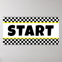 Black and white Racing START Line Banner