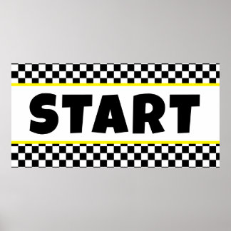 Black and white Racing START Line Banner Poster