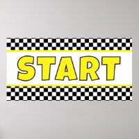 Black and white Racing START Line Banner
